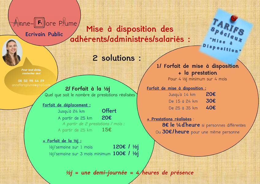 Tarif de mise à disposition