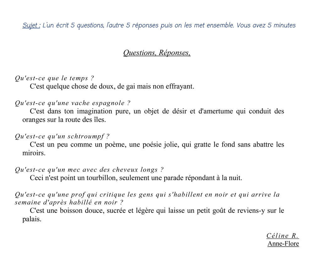 Ateliers d'écriture et d'Incentive suite